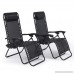 Belleze Set of (2PC) Zero Gravity Chair Lounge Chairs Pillow UV Recliner Chairs w/Cup Holder Tray Black - B0170TOUAO