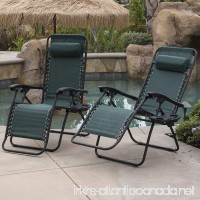 Belleze Set of (2pcs) Zero Gravity Chairs Foldable Patio Lounge Chair Outdoor Beach Yard Comfort Seat Recliner w/Tray (Green) - B0170TOQMQ