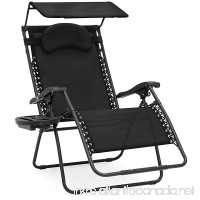 Best Choice Products Oversized Zero Gravity Reclining Lounge Patio Chairs w/Folding Canopy Shade and Cup Holder (Black) - B07934V2W7