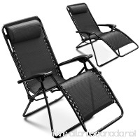 Flexzion 2 Pack Zero Gravity Chair Adjustable Folding Lounge Recliner By Breathable Mesh Fabric and Coated Steel Frame with a Removable Pillow for Outdoor Beach Pool Patio Garden Yard Camping Black - B014PDE3YQ