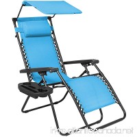 Folding Zero Gravity Lounge Chair W/ Canopy & Magazine Cup Holder-Light Blue - B0764X1ZP2