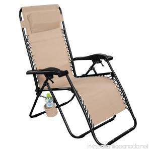 Giantex Light Brown Folding Zero Gravity Reclining Lounge Chairs Outdoor Beach Patio Yard New - B01G30TL2I