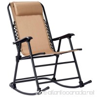 Goplus Folding Rocking Chair Recliner w/Headrest Outdoor Portable Zero Gravity Chair for Camping Fishing Beach (Beige) - B07CSD9BTN