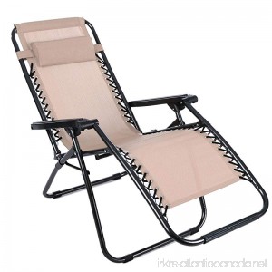 Pagacat Zero Gravity Lounge Chair Oversized Heavy Duty Lawn Reclining Chairs for Outdoor Patio Beach[US Stock] (Khaki) - B07BDJZHXX