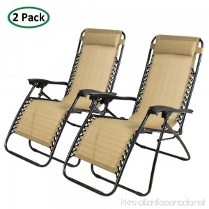 PARTYSAVING 2-Piece Infinity Zero Gravity Outdoor Lounge Patio Folding Reclining Chair Tan - B0131L5KY0