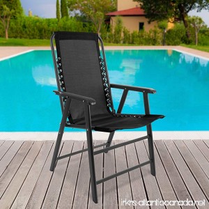 Pure Garden Suspension Folding Chair for Indoor/Outdoor Use- Portable Armchair with Durable Frame for Sport Events Patio Beach and More by (Black) - B079C7H56V
