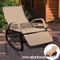 Sundale Outdoor Indoor Wicker Rattan Rocking Chair with Cushion Zero Gravity Lounge Chair Vintage Recliners with Penumatic Adjustment for Patio  Pool  Deck  Home  Weight Capacity 330 LBS  Beige - B07D2CRQHH
