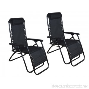 TMS 2 Outdoor Zero Gravity Lounge Chair Beach Patio Pool Lawn Deck Yard Folding Recliner Black - B00MXCZIBO