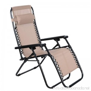 YUEBO Zero Gravity Chair Folding Recliner Chair Textoline Lawn Recliner Sun Lounger with Adjustable Pillow for Indoor & Outdoor - B077Z7RN4M