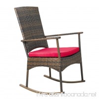 APEX LIVING KD Wicker Rocking Chair Patio Leisure Chair with Red Cushion - B01MQCYRIS