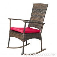 APEX LIVING KD Wicker Rocking Chair Patio Leisure Chair with Red Cushion - B07BMPS6F4