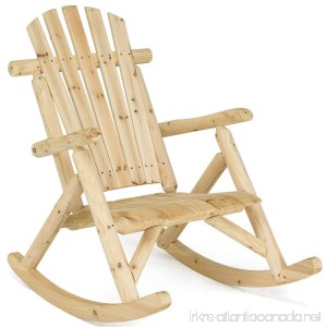Giantex Log Rocking Chair Wood Porch Rocker Lounge Patio Deck Balcony Furniture Rustic Single Rocker Natural - B07D2XYMTP
