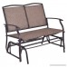 Globe House Products GHP 2-Person Brown Steel & Textilene Patio Glider Rocking Bench Loveseat Chair - B07C387PV2