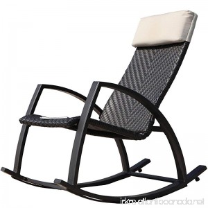 Grand patio Weather Resistant Wicker Rocking Chair with Breathable Headrest and Wood Grain Painted Armrests Aluminum Frame Outdoor Rocking Chair Dark Brown - B00ZTOBD4E