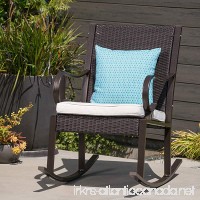 Great Deal Furniture Muriel Outdoor Wicker Rocking Chair with Cushion  Dark Brown and Cream - B07BGT1PGJ