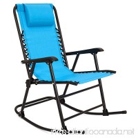 Light Blue Folding Foldable Rocking Rocker Armrest Glider Chair Porch Seat Backyard Patio Lawn Deck Outdoor Garden Furniture UV-Resistant Fabric Adjustable Pillow Head Portable Lightweight Design - B07D7W4JVL