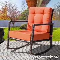 Merax. Cushioned Rattan Rocker Chair Rocking Armchair Chair Outdoor Patio Glider Lounge Wicker Chair Furniture with Cushion (Orange) - B07BKNLRFK