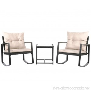 PayLessHere Outdoor 3 Pcs Wicker Patio Furniture Sets Rocking Wicker Bistro Wicker Sofa Set With Two Chairs And One Coffee Table For Yard - B07CG5G26D