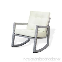 Resin Outdoor Garden Rocking Chair w/cushion Deck Yard Patio Wicker  Gray - B07263DQD5