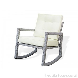 Resin Outdoor Garden Rocking Chair w/cushion Deck Yard Patio Wicker Gray - B07263DQD5