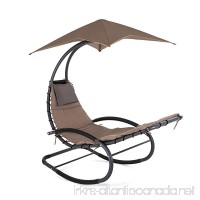 SMONTER Patio Rocking Wave Lounger Chair Outdoor Portable Recliner Pool Chaise with Sun Shade  Tan - B06XDP7VCV