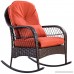 TANGKULA Wicker Rocking Chair Outdoor Porch Garden Lawn Deck Wicker All Weather Steel Frame Rocker Patio Furniture w/Cushion (red cushion) 27 Lx34.5 Wx37.5 H - B07B27G47K
