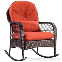 TANGKULA Wicker Rocking Chair Outdoor Porch Garden Lawn Deck Wicker All Weather Steel Frame Rocker Patio Furniture w/Cushion (red cushion) 27" Lx34.5 Wx37.5 H - B07B27G47K