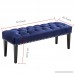 Andeworld Modern Style Ottoman Vanity Bench with Nailhead Upholstered Ottomans & Footstools (Large Blue Wood Legs) - B074J6SBSG