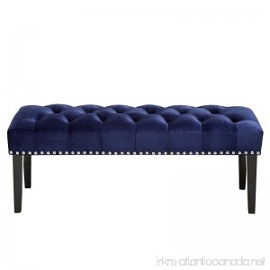 Andeworld Modern Style Ottoman Vanity Bench with Nailhead Upholstered Ottomans & Footstools (Large Blue Wood Legs) - B074J6SBSG