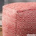 Great Deal Furniture Alston Outdoor Modern Boho Pouf Ivory with Red - B07CM18FZ1