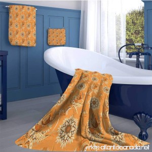WolfgangDecor Tan and Brown Highly Absorbent Hotel Quality Towels Set Ornamental Ottoman Garden Pattern with Tulips and Blossoming Flowers Cotton hand towels set Orange Tan Brown - B07G7CS215