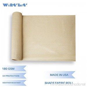 E&K Sunrise 24' x 4' Beige Sun Shade Fabric Sunblock Shade Cloth Roll 95% UV Resistant Mesh Netting Cover for Outdoor Backyard Garden Greenhouse Barn Plant (Customized Sizes Available) - B07BH9S7C6