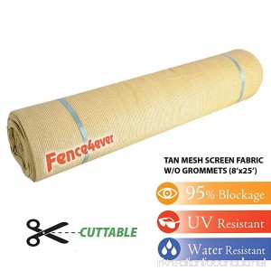 Fence4ever 8ft x 25ft 8' x 25' Tan Beige Sunscreen Sun Shade Fabric Cover Roll 95% Uv Block - B015VOZDKG