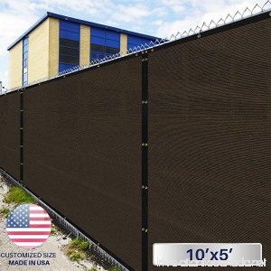 Windscreen4less Fence Privacy Screen 10' x 5' Brown Pergola Shade Cover Patio Canopy Sun Block 180 GSM 95% privacy Blockage Mesh Fabric with brass Gromment Customized Sizes Available - B07CYM42QL