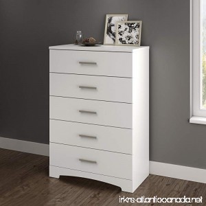 South Shore Gramercy 5-Drawer Dresser Pure White with Brushed Nickel Handles - B072JKSD6Q