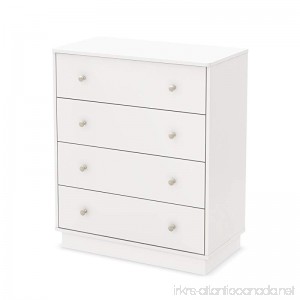 South Shore Litchi 4-Drawer Dresser Pure White with Nickel Finish Knobs - B00H24FVBU
