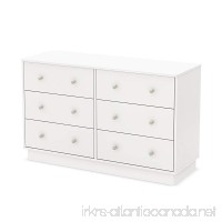 South Shore Litchi 6-Drawer Double Dresser  Pure White with Nickel Finish Knobs - B00H24FSMC