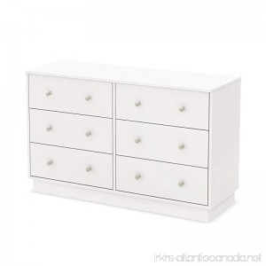 South Shore Litchi 6-Drawer Double Dresser Pure White with Nickel Finish Knobs - B00H24FSMC