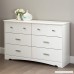 South Shore Tiara 6-Drawer Double Dresser Pure White with Jewel-Like Handles - B016VE4QSU