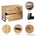 Storage Cabinet with 3 Drawers and 1 Door Dresser in Oak Work for Home Office with Steel Legs - B076Q6RP17