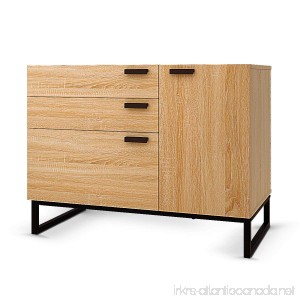 Storage Cabinet with 3 Drawers and 1 Door Dresser in Oak Work for Home Office with Steel Legs - B076Q6RP17
