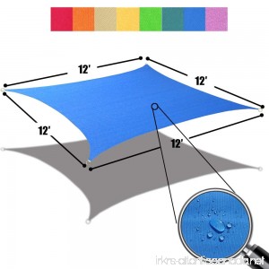 Alion Home 12' x 12' Waterproof Woven Sun Shade Sail in Vibrant Colors (Royal Blue) - B01MY5DE9H