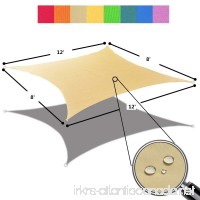 Alion Home 8' x 12' Waterproof Woven Sun Shade Sail in Vibrant Colors (8 ft x 12 ft Retangle) (Desert Sand) - B071727PHY