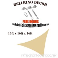 BELLRINO DECOR Thick and Strong Sun Shade Sail Triangle 16 x 16 x 16 FT BEIGE/SAND - B01K70UG3I