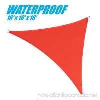 ColourTree 100% BLOCKAGE Waterproof 16' x 16' x 16' Sun Shade Sail Canopy  Triangle Coffee - Commercial Standard Heavy Duty - 220 GSM - 4 Years Warranty (1  Red) - B073DHRFHZ