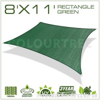 ColourTree 8' x 11' Sun Shade Sail Canopy  Rectangle Green - Commercial Standard Heavy Duty - 160 GSM - 4 Years Warranty (4) - B07446G5TT