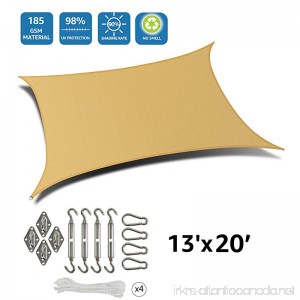 DOEWORKS Rectangle 13' X 20' Sun Shade Sail with Stainless Steel Hardware Kit Idea for Outdoor Patio Sand - B0779PYV8Q