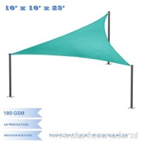 E&K Sunrise 16' x 16' x 23' Right Triangle Sun Shade Sail  Shade Fabric Cover Backyard Deck Sail Canopy UV Block - Turquoise Green - B076FLBP34