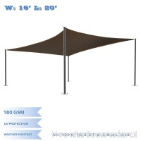 E&K Sunrise 16' x 20' Brown Sun Shade Sail Square Canopy - Permeable UV Block Fabric Durable Patio Outdoor Set of 1 - B076DKZ26P