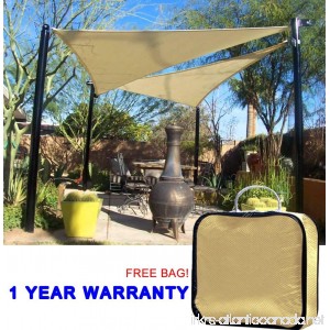 Quictent 18 x 18 x 18 ft 185G HDPE Triangle Sun Sail Shade Canopy UV Block Top Outdoor Cover Patio Garden Sand + Free Carry Bag - B01EOMB0EE